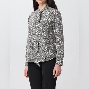 NWT Tory Burch Ditsy Silk Twill Bow Blouse